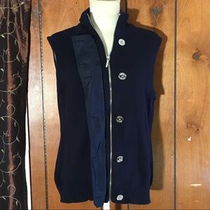 Navy Blue Chaps Zip/Button Up Sweater Vest